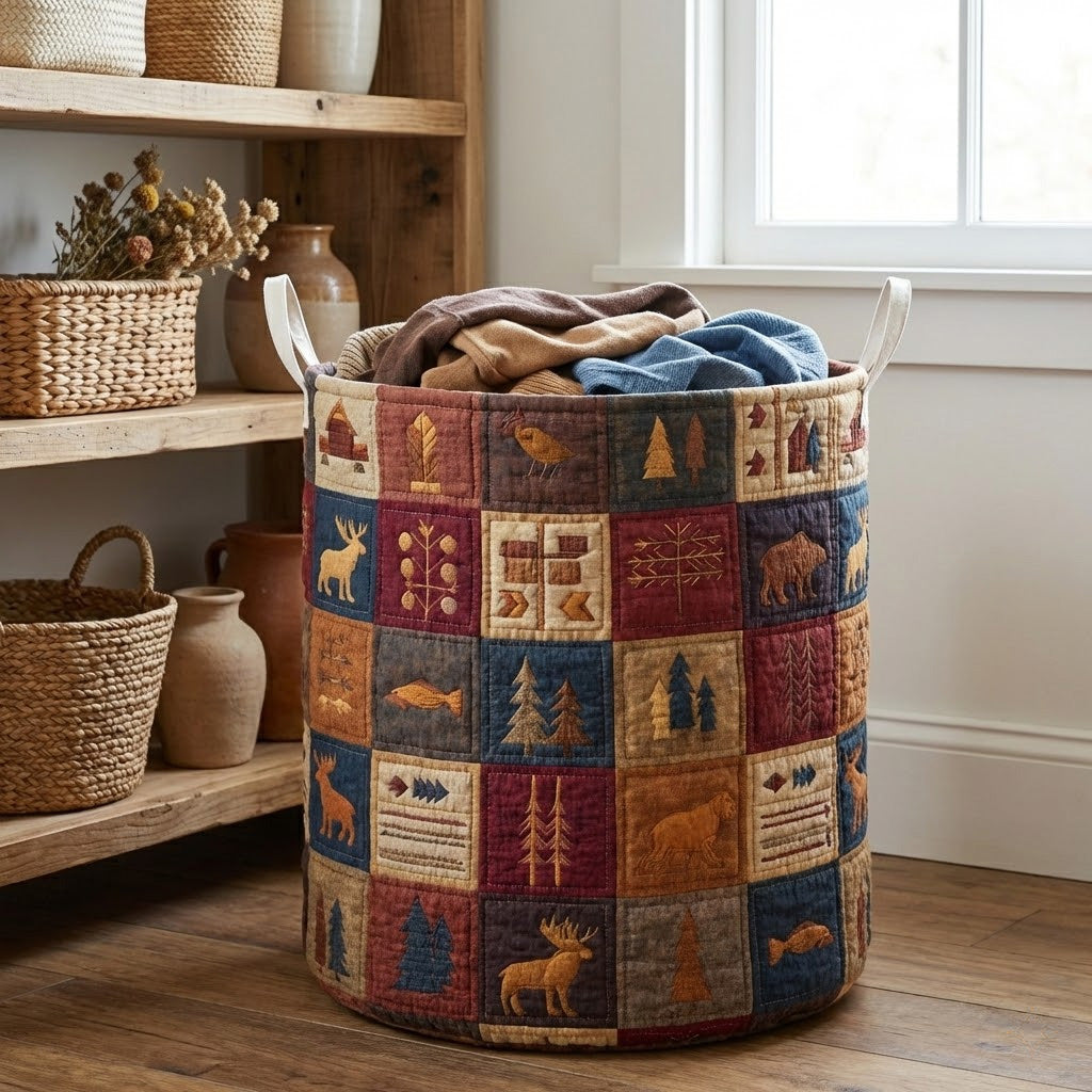 Lodge Patch Quilted Laundry Basket Best Laundry Hamper Mothers Day And Fathers Day Gifts