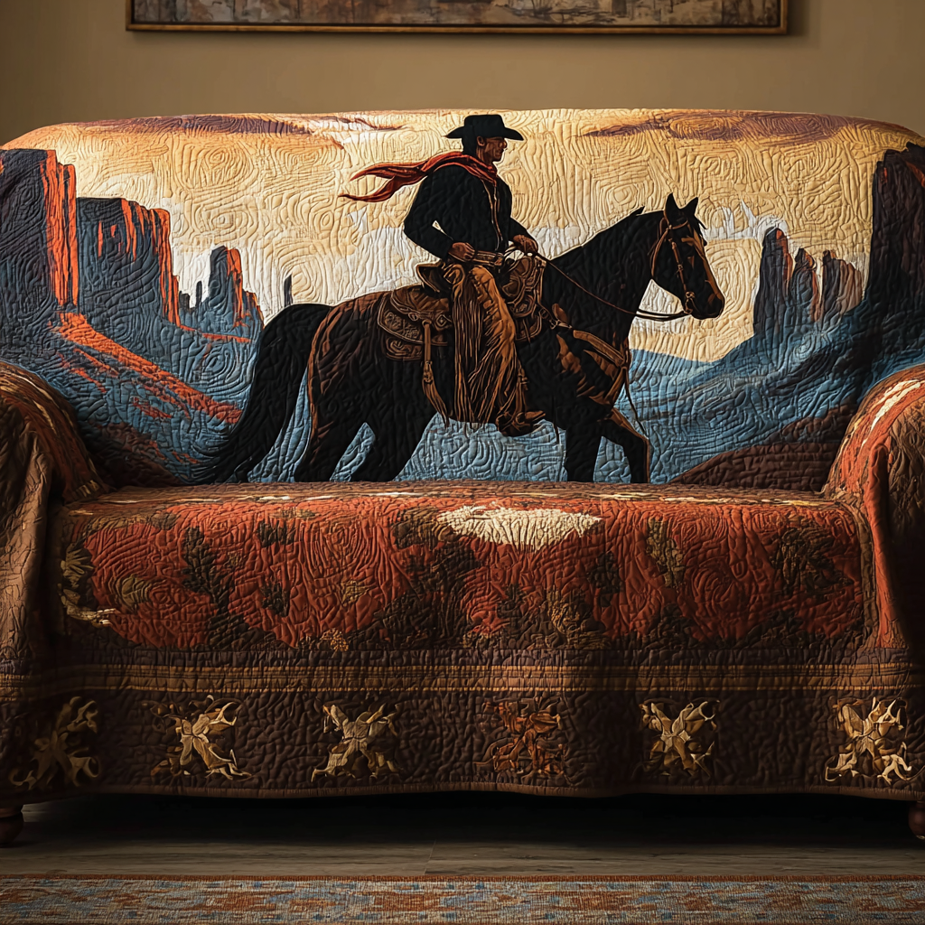 Lone Rider Quilted Sofa Cover Sectional Couch Covers Gifts For Western Lovers