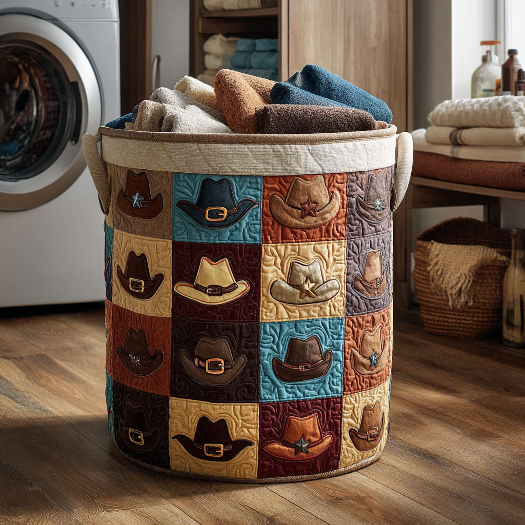Lone Star Cowboy Quilted Laundry Basket Farmhouse Laundry Basket Cowboy Christmas Presents