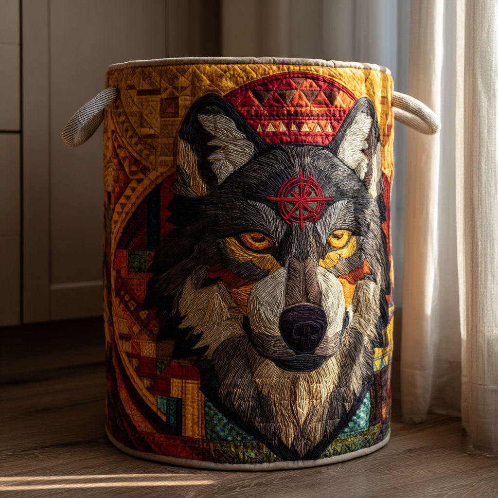 Lone Wolf Quilted Laundry Basket Coolest Laundry Baskets Best Gifts For Wolf Lovers