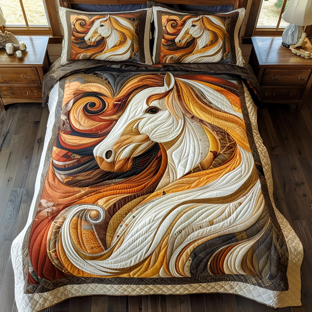 Long Mane Splendor Horse Quilted Blanket Unique Bed Sheet Set Gifts For Father's Day From Daughter