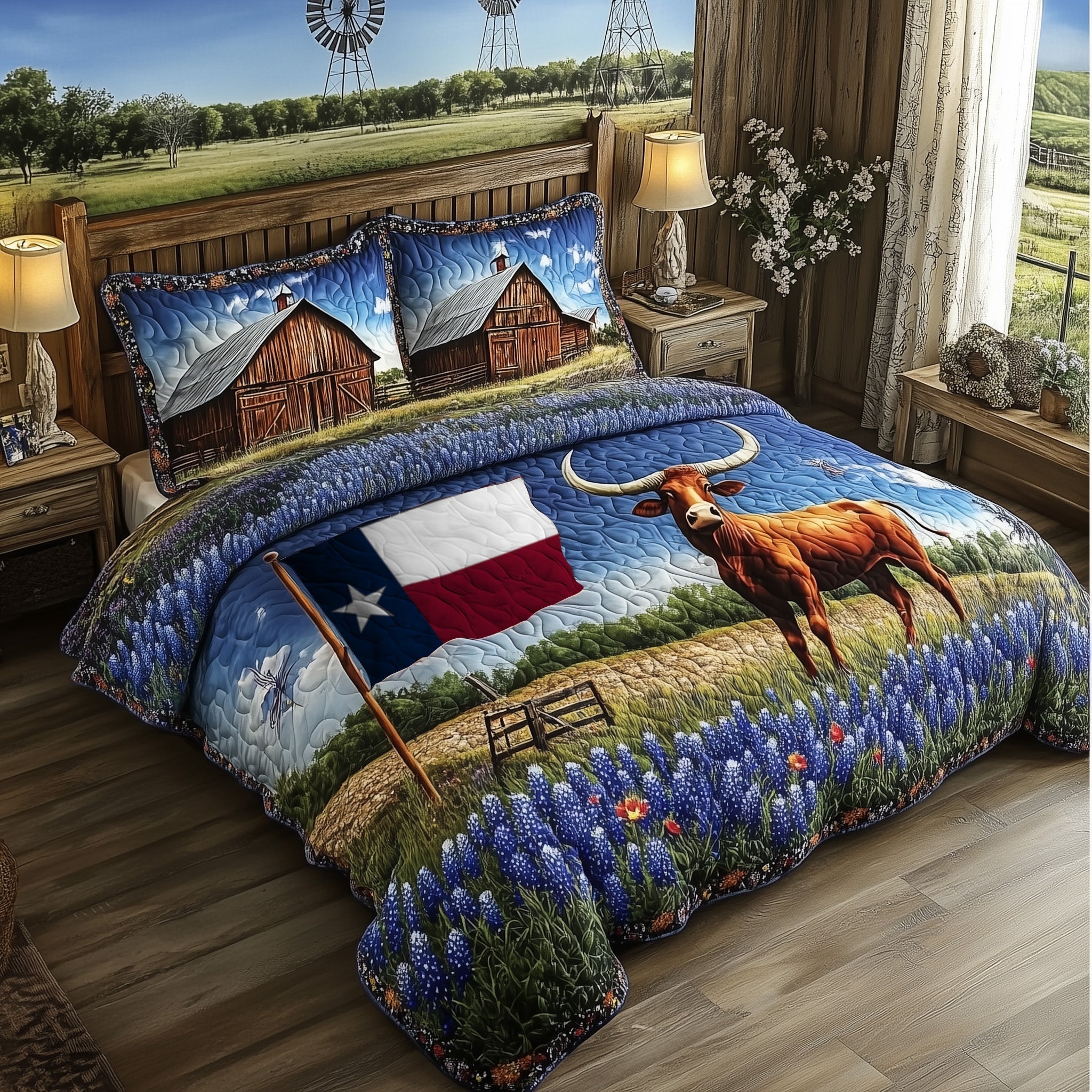 Longhorn Cattle Quilted Bedding Set Unique Sheet Sets Texas Gifts To Ship