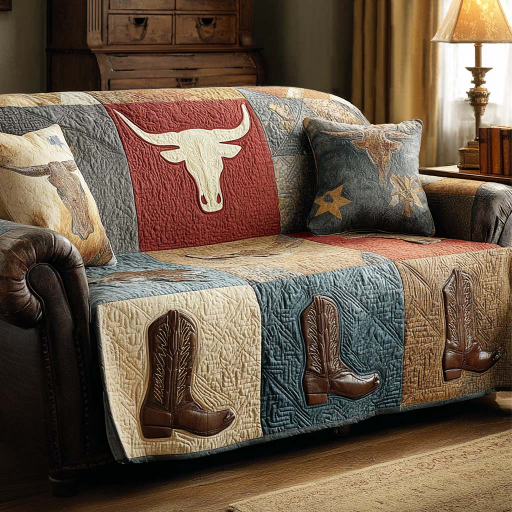 Longhorn Heritage Love Quilted Sofa Cover Nice Couch Covers Cowboys Gifts For Her