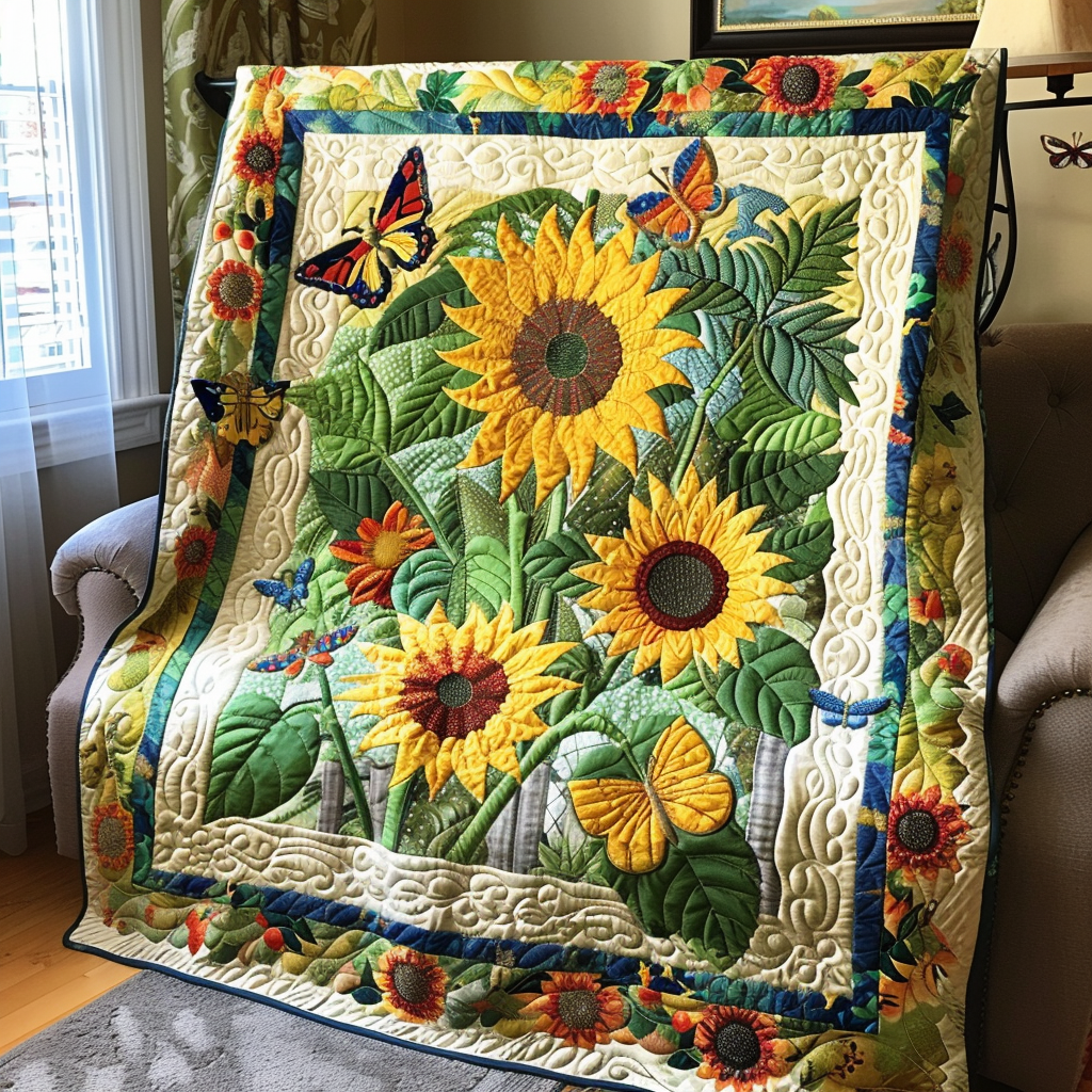 Lovable Sunflowers Quilted Blanket Bedroom Decor Thoughtful Gifts For Mom