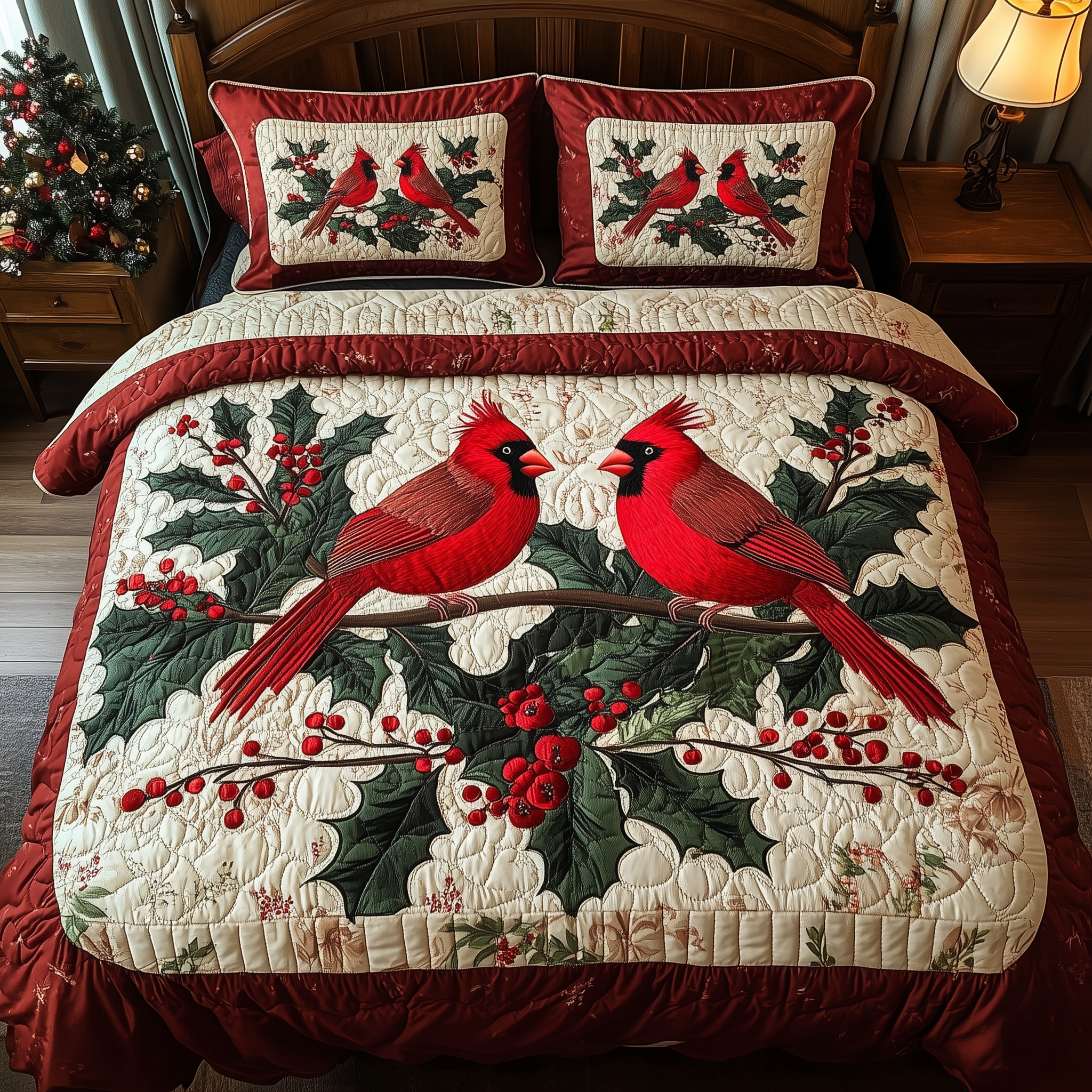 Love Cardinal Quilted Bedding Set Bed Comforter Sets Best Dinosaur Gifts