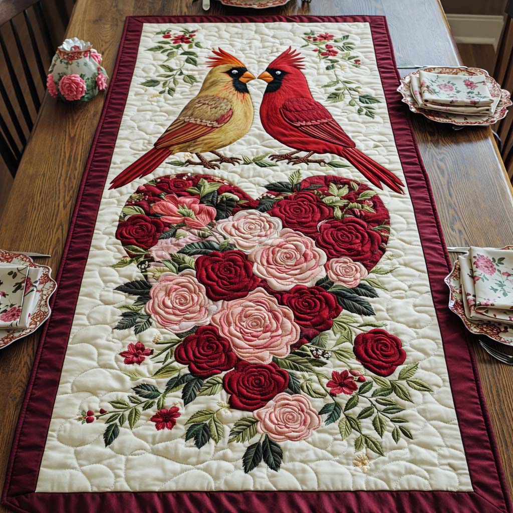 Love Cardinal Quilted Table Runner Valentine Decorations Ideas For Tables Unique Cardinal Gifts