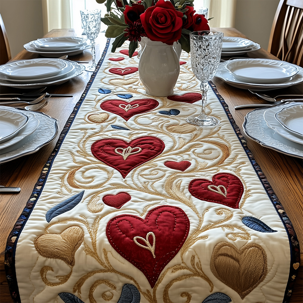 Love in Bloom Quilted Table Runner Ideas For Valentine Table Decorations Best Valentine Day Gifts