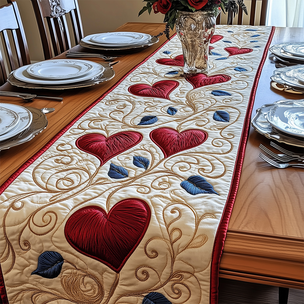 Love in Bloom Quilted Table Runner Valentine Decorations Ideas For Tables Valentine Day Gift Ideas