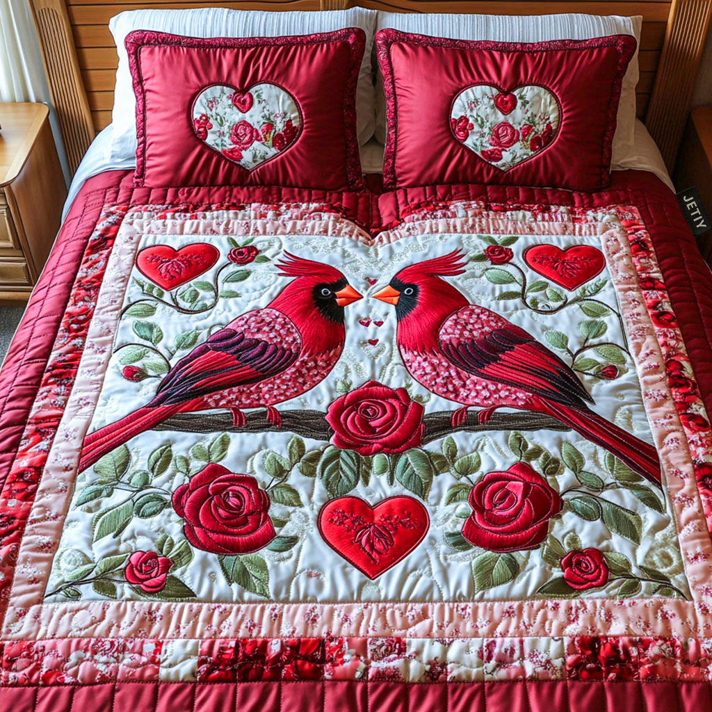 Love Unleashed Quilted Bedding Set Best Bedspread Set Unique Cardinal Gifts