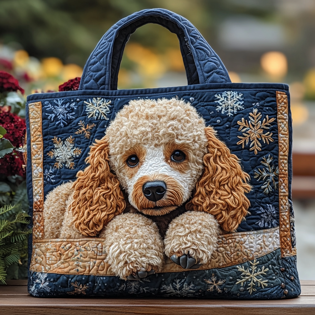 Lovely Poodle Quilted Tote Bag Best Handbag For Everyday Use Special Birthday Gifts For Mom