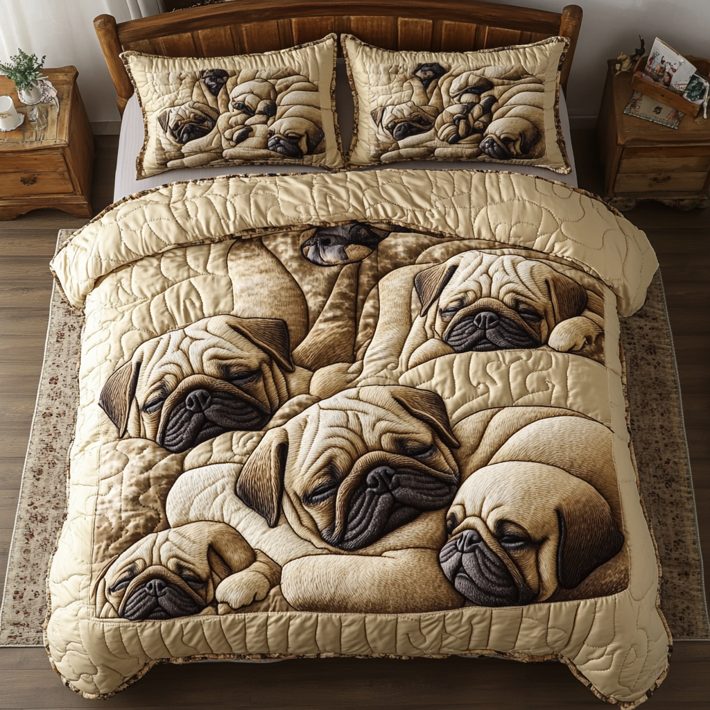 Lovely Pug Quilted Bedding Set Best Sheet Sets Awesome Dog Lover Gifts