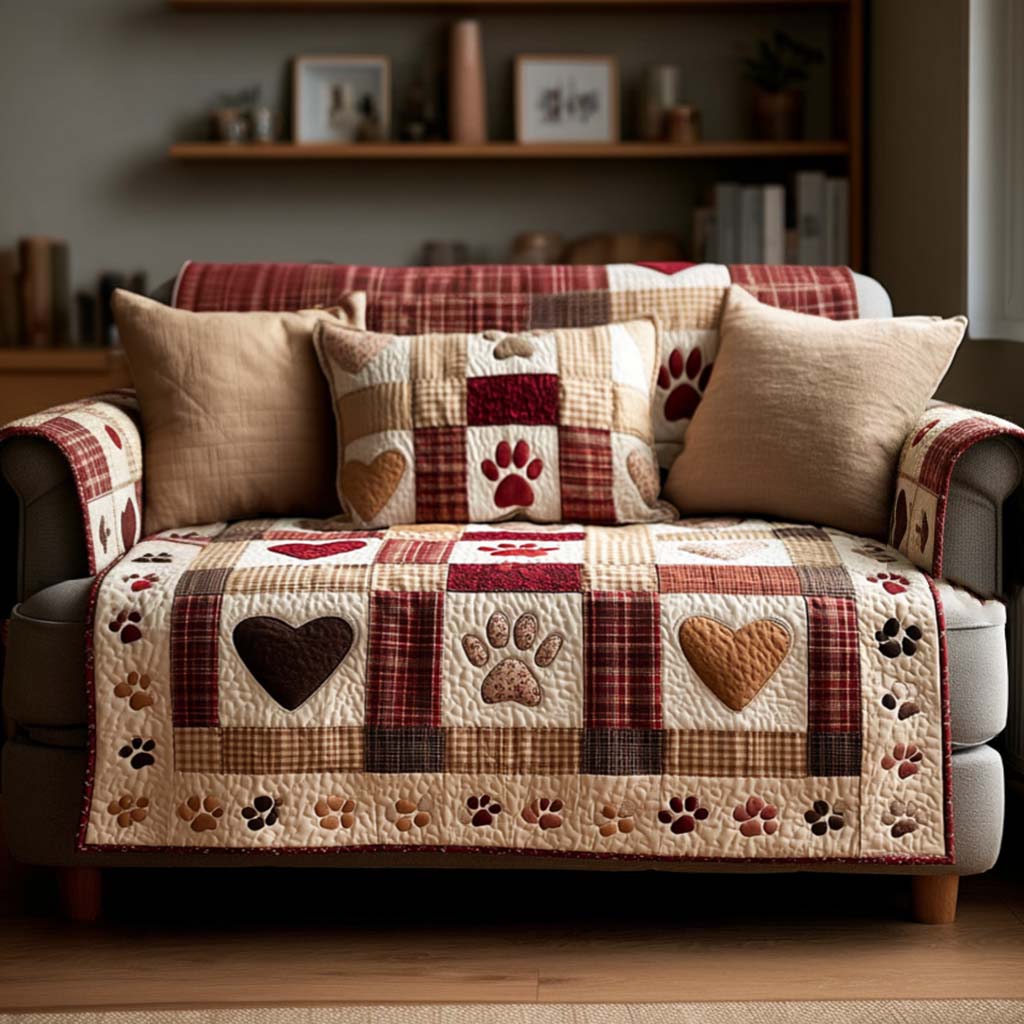Loving Paw Trails Quilted Sofa Cover Sofa Cover Couch Gifts For Dog Owners