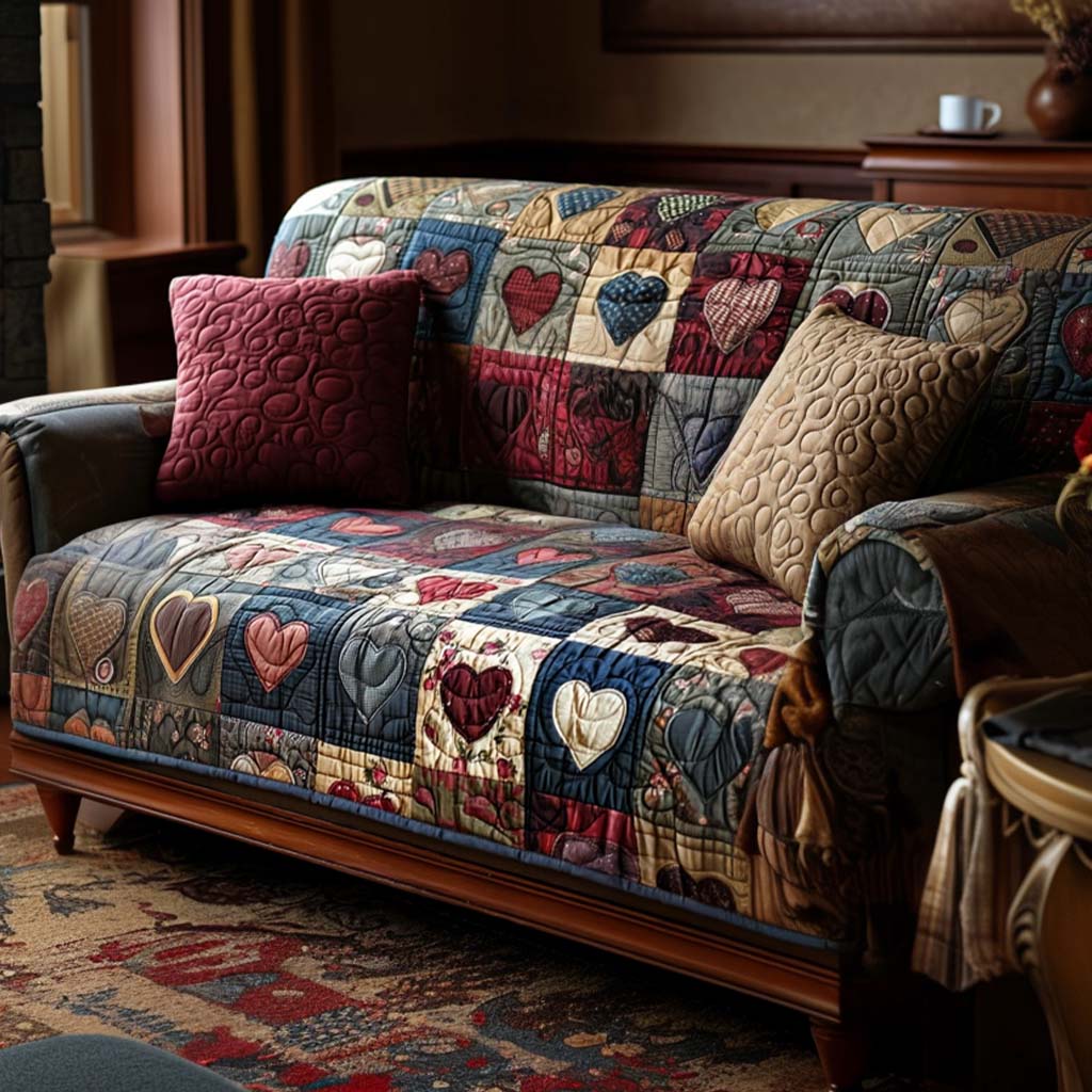 Loving Shapes Quilted Sofa Cover Cute Sofa Slipcovers Valentine Day Ideas For Men