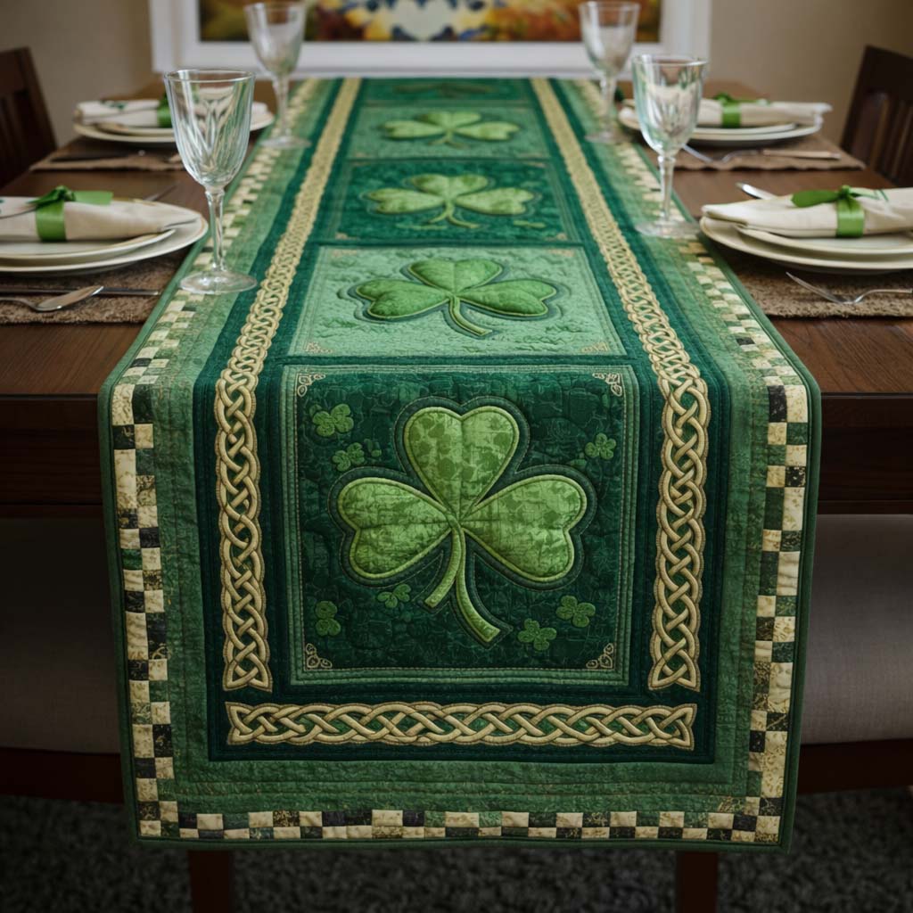 Lucky Charm Quilted Table Runner Dining Decor St Patricks Day Birthday Gifts