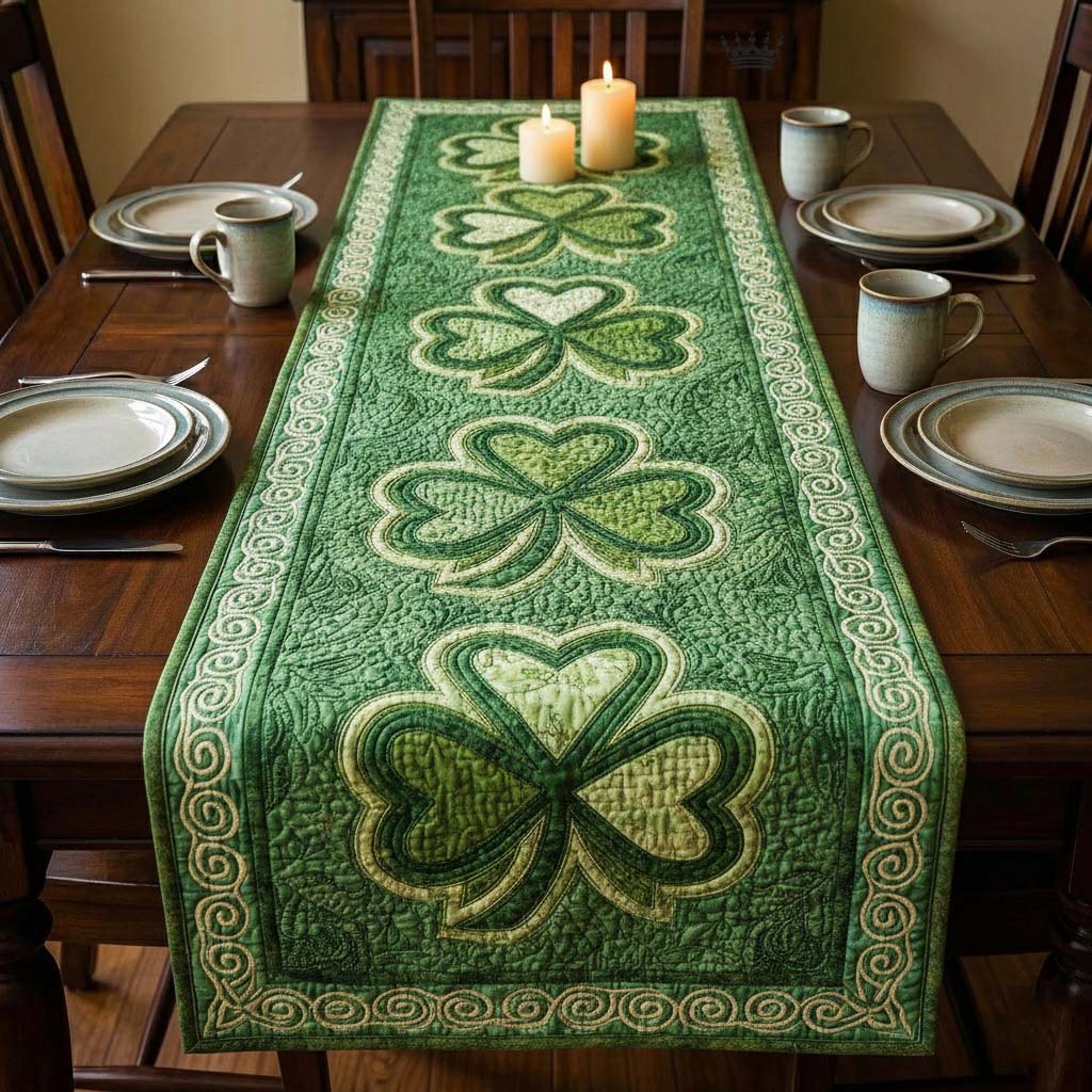 Lucky Charm Quilted Table Runner Dinner Table Decor Ideas St Patrick's Day Gifts For Employees