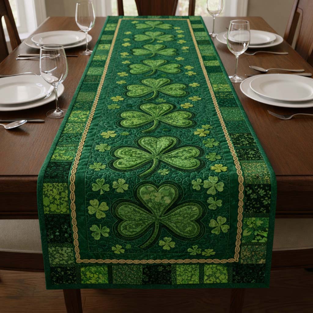 Lucky Charm Quilted Table Runner Dinner Table Decor St Patricks Day Gifts For Teachers