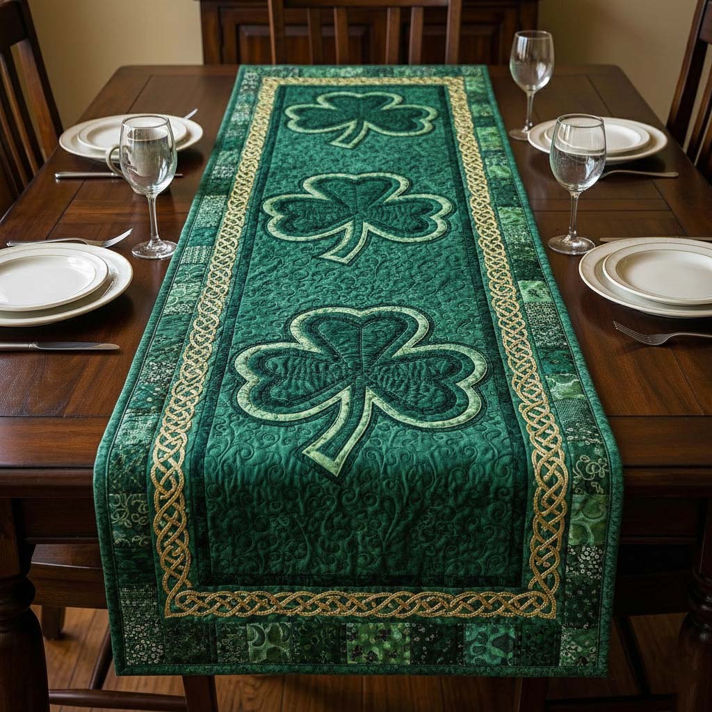 Lucky Charm Quilted Table Runner Kitchen Decor St Patrick's Day Gifts For Her