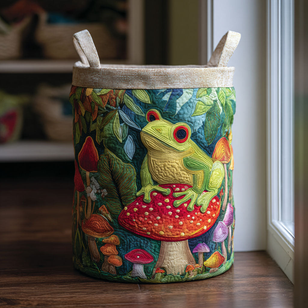 Lucky Frog Quilted Laundry Basket Farmhouse Laundry Hamper Frog Items For Gifts