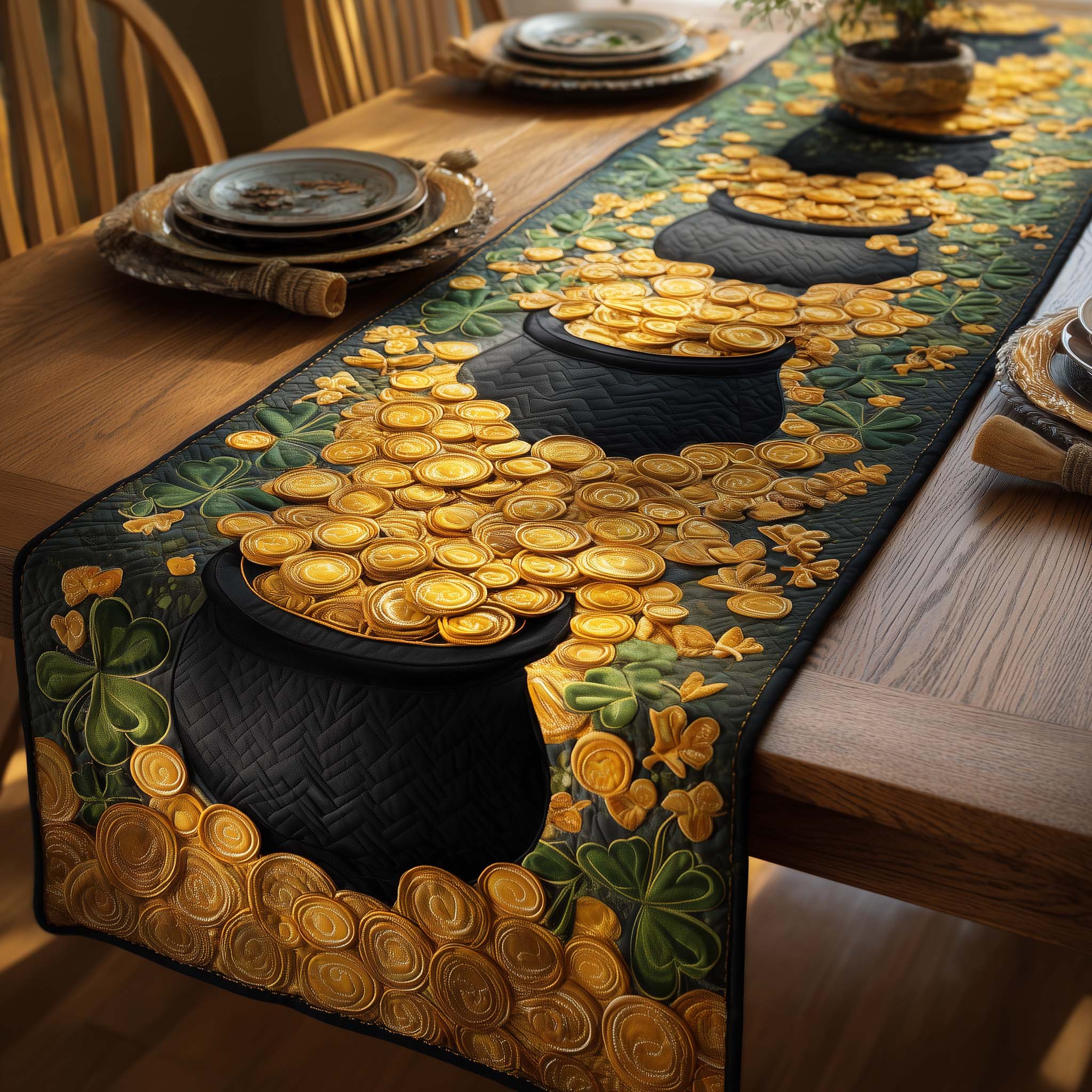 Lucky Hoard Quilted Table Runner Dining Table Centerpiece Ideas Paddys Day Gifts