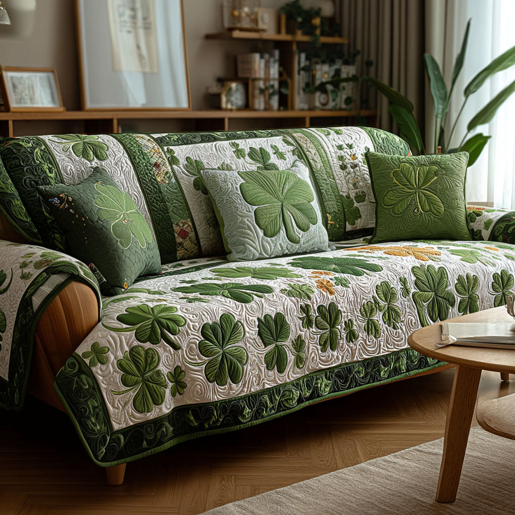 Lucky Weave Quilted Sofa Cover Great Couch Covers Presents For St Patrick's Day