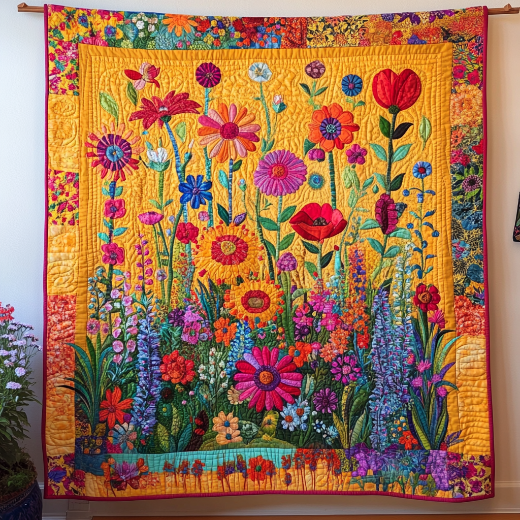 Luminous Flowers Quilted Blanket Bedroom Furniture Ideas Mother's Day Delivery