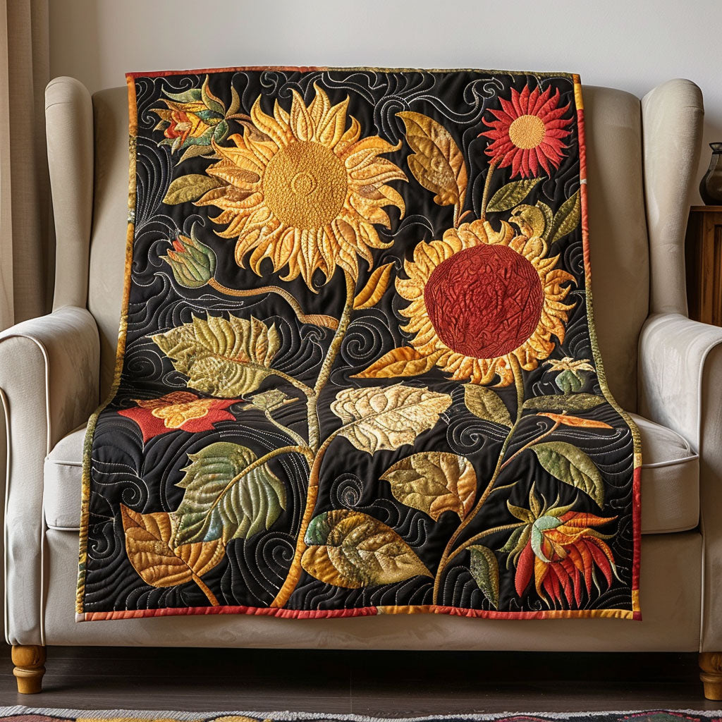Luminous Sunflower Quilted Blanket Bed Room Decoration Good Gifts For Mom Birthday