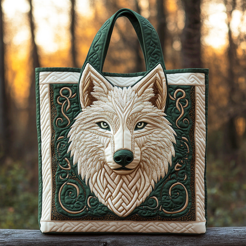 Lunar Wolf Spirit Quilted Tote Bag Most Popular Shoulder Bags Unique Mother's Day Gift Ideas