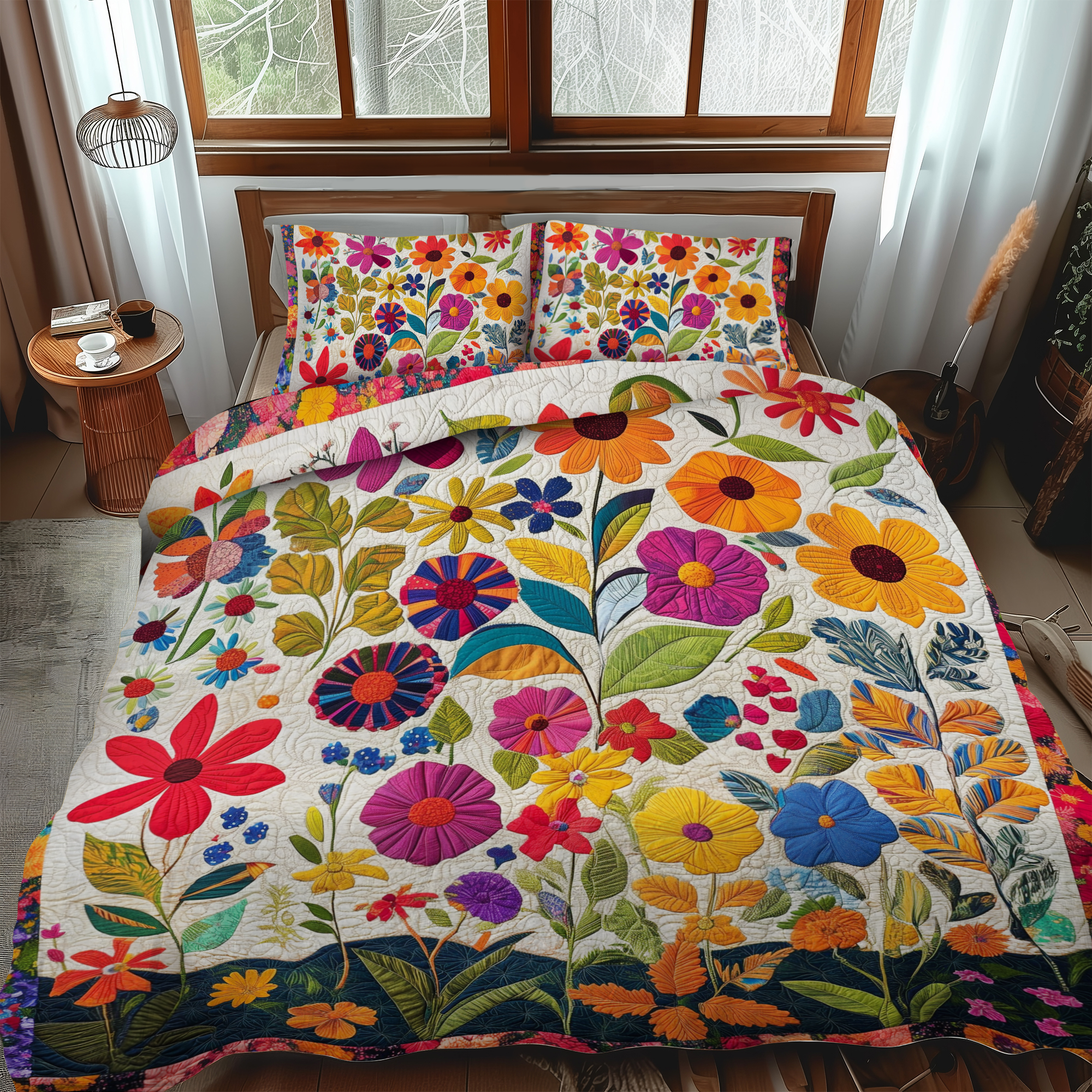 Lush Flowers Quilted Bedding Set Best Bedsheets Fathers Day Delivery Gifts