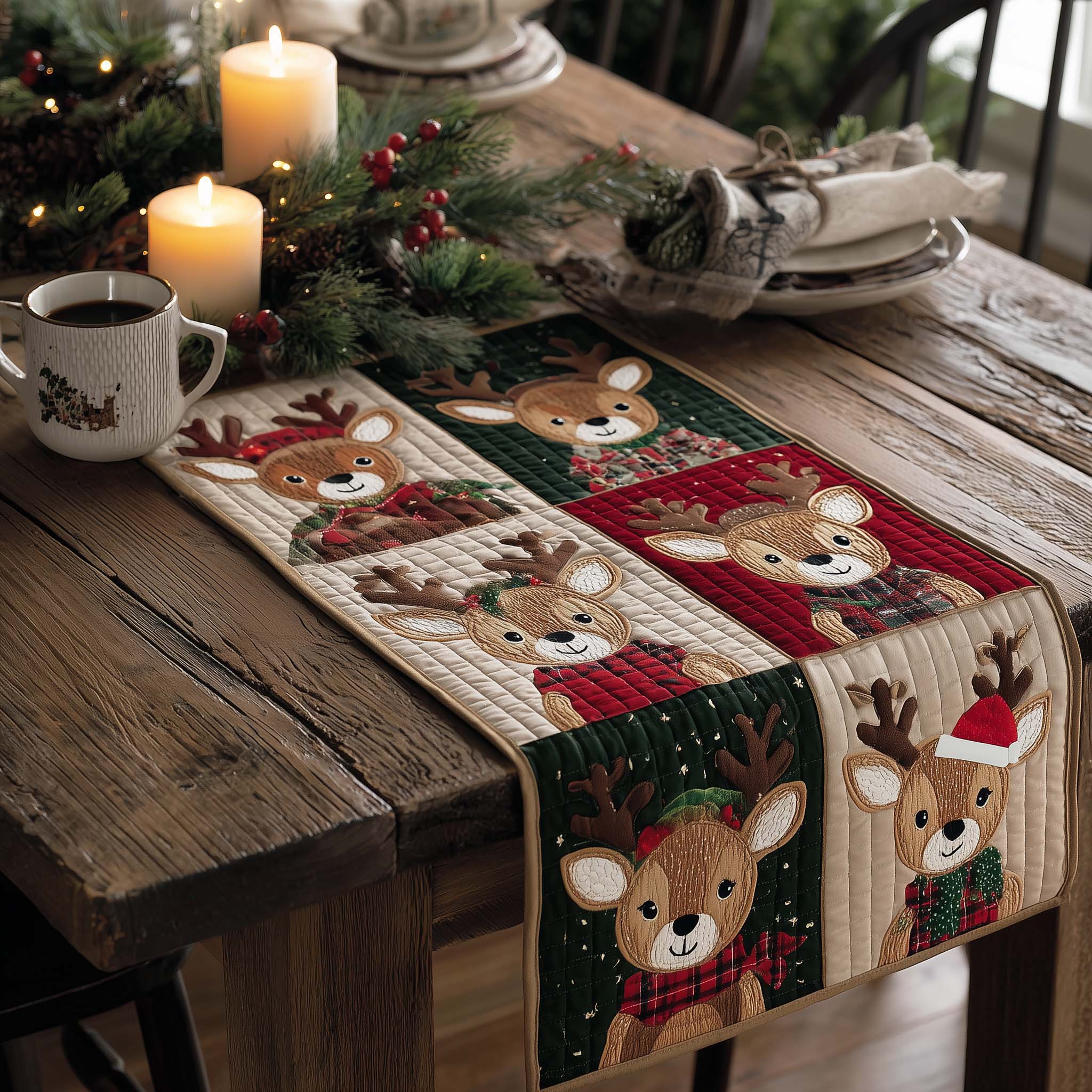 Magic Reindeer Quilted Table Runner Christmas Dinner Decoration Ideas Good Family Gifts For Christmas