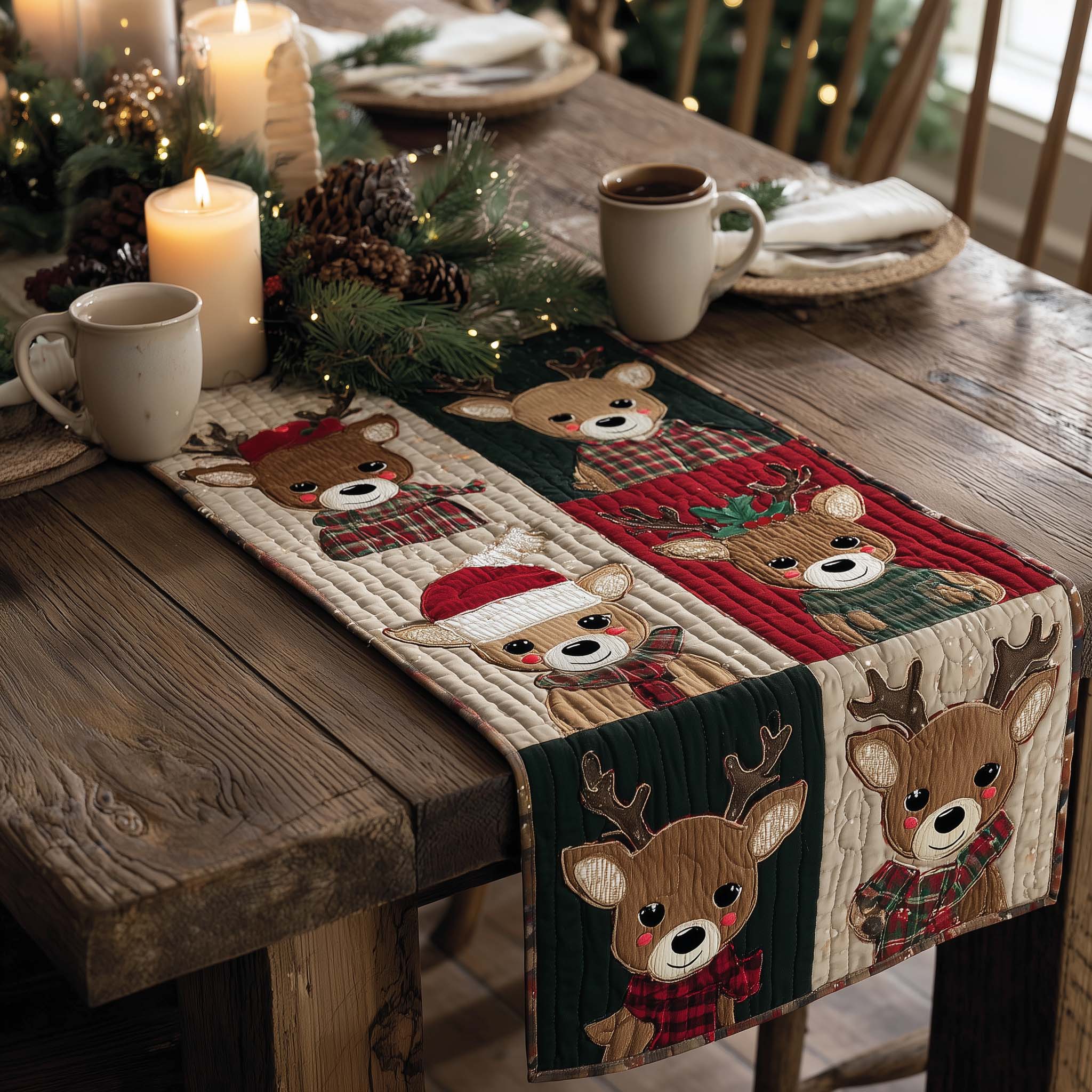 Magic Reindeer Quilted Table Runner Festive Table Runners Nice Family Christmas Gifts