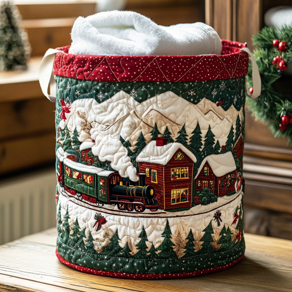 Magic Train Quilted Laundry Basket Hamper Basket Christmas Gift For Wife