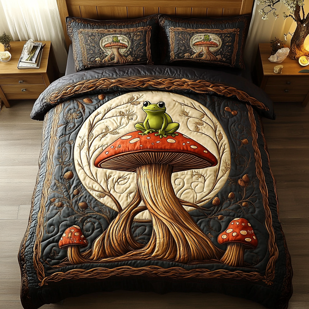 Magical Mushroom Quilted Bedding Set Bed Decor Cute Frog Things To Buy