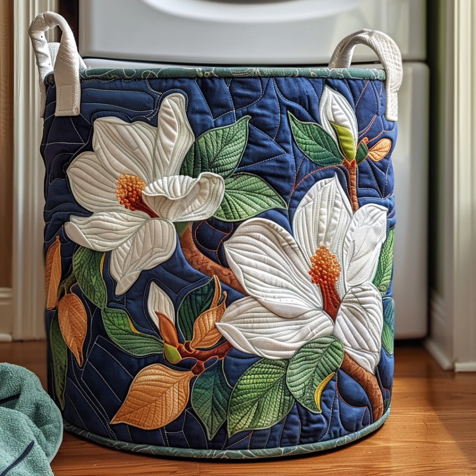 Magnolia Bloom Quilted Laundry Basket Best Clothes Basket Gift For Mother On Mother's Day