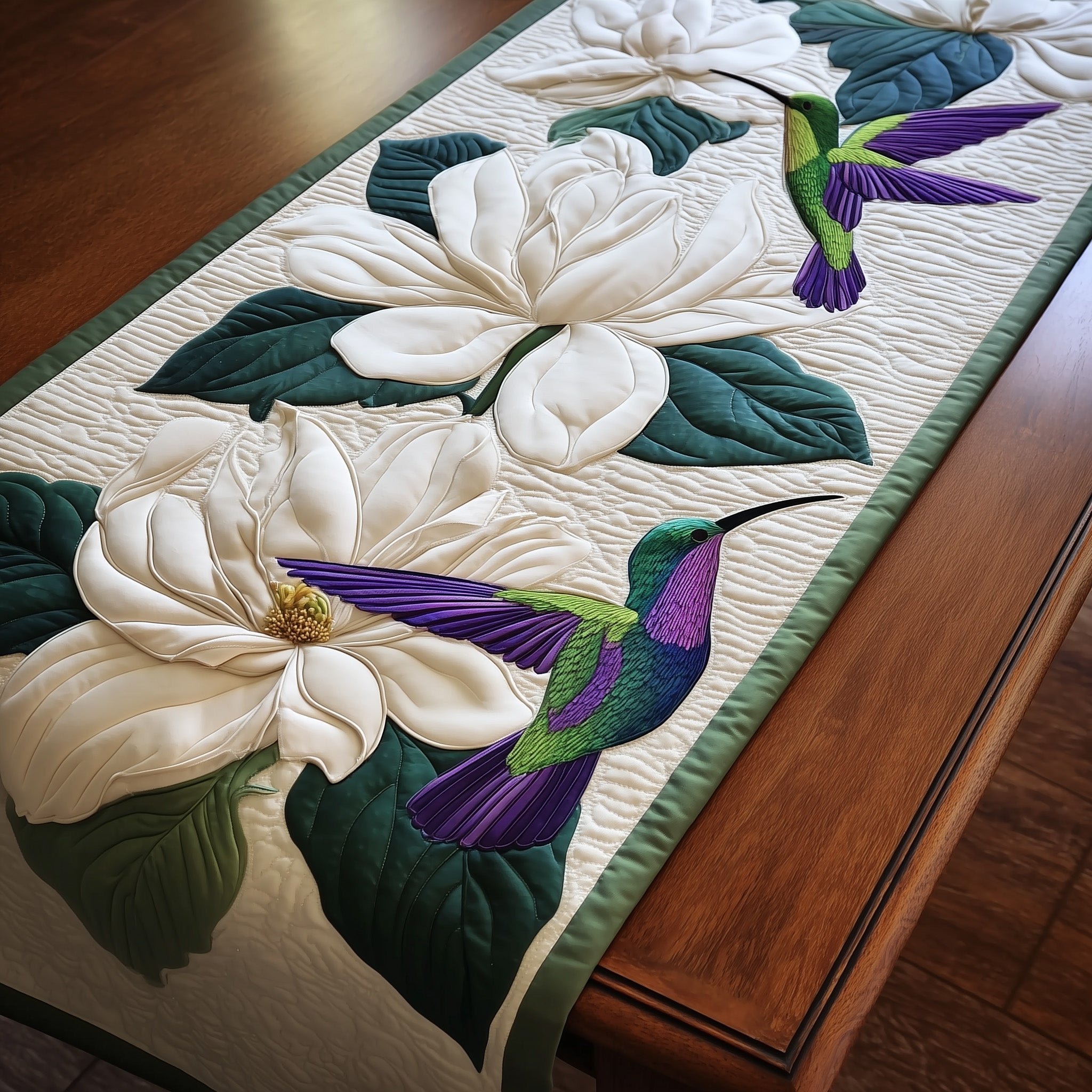 Magnolia Dance Quilted Table Runner Dining Table Centerpiece Hummingbird Stuff To Buy