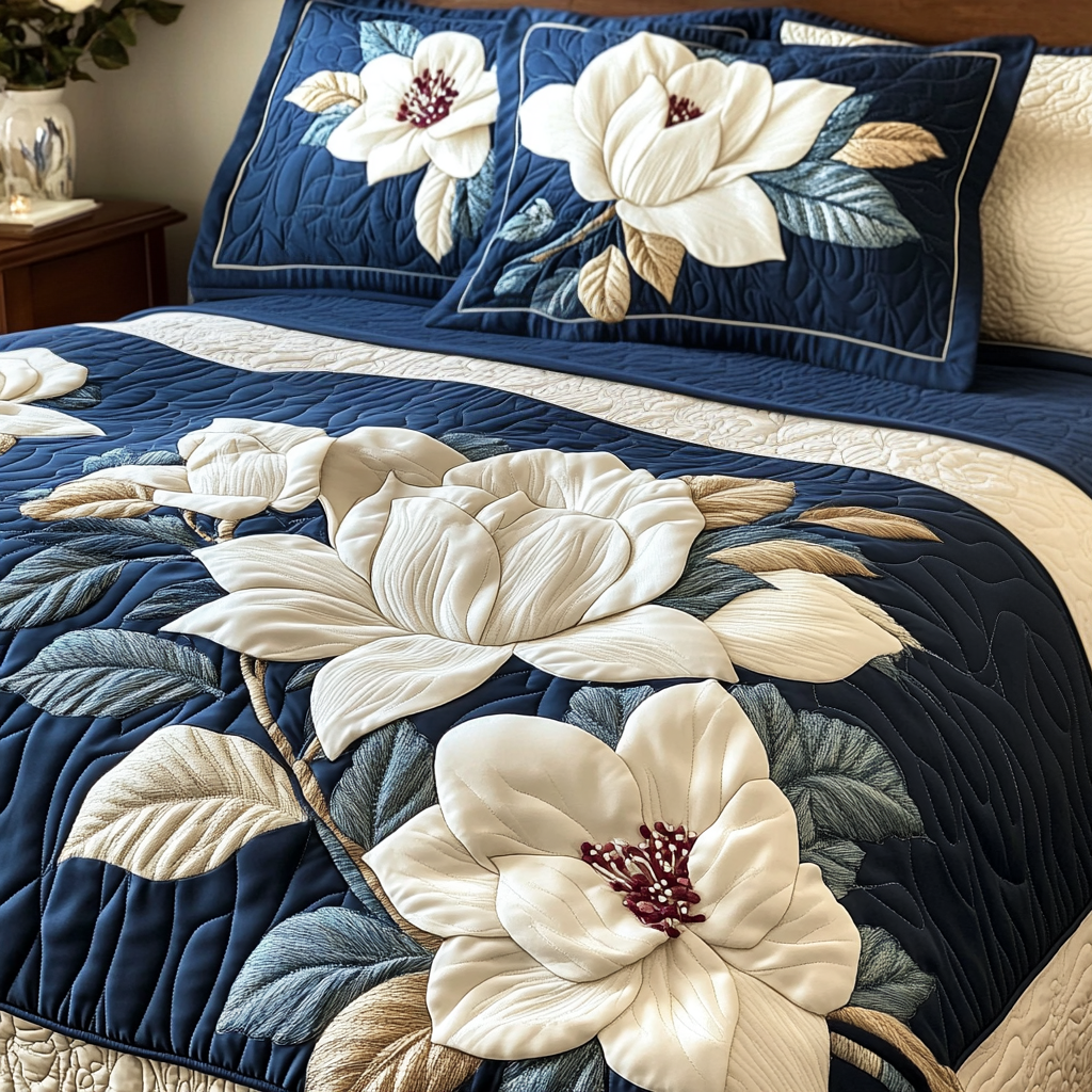 Magnolia Grace Quilted Bedding Set Cool Bedroom Decor Good Gifts For Mom