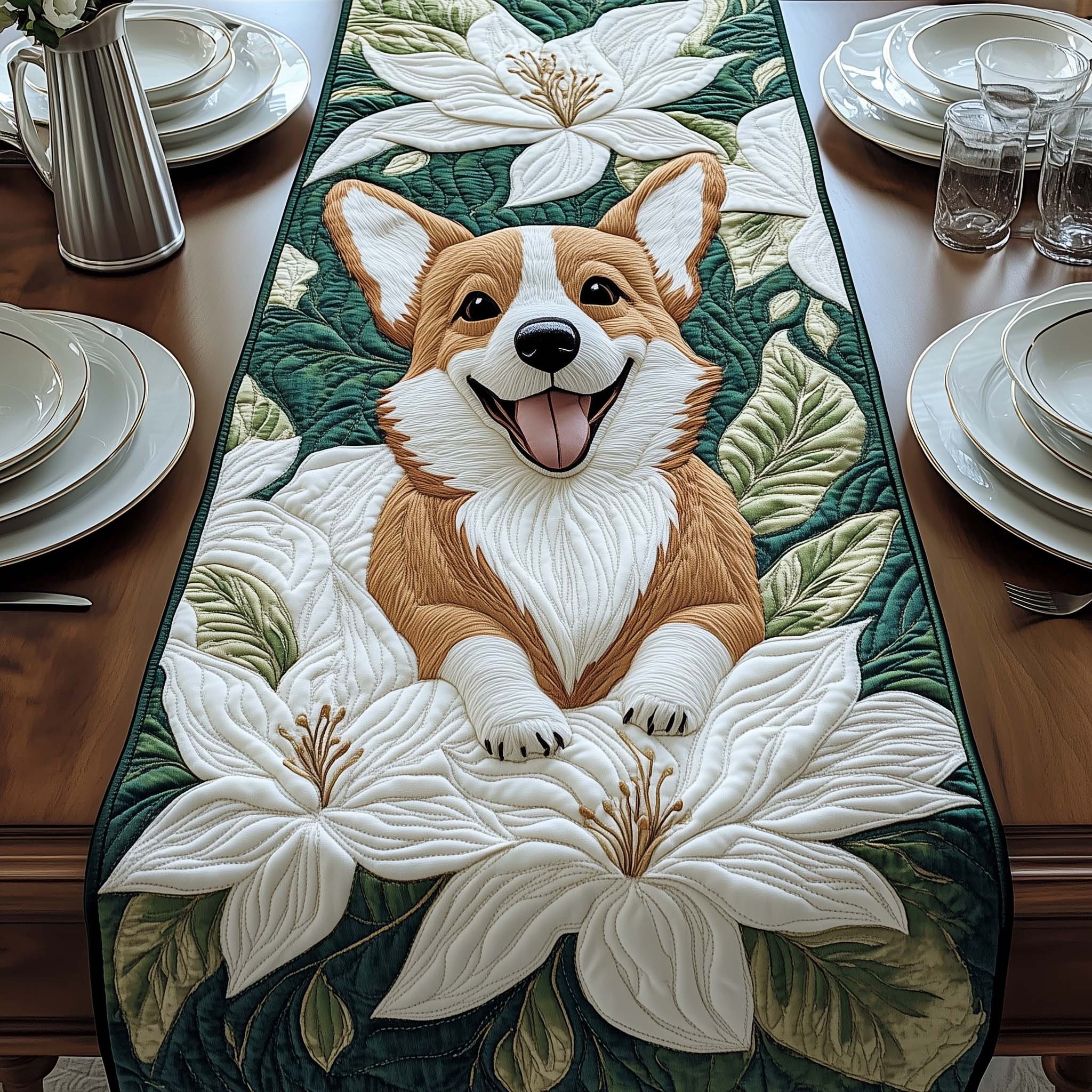 Magnolia Grace Quilted Table Runner Dining Table Decor Best Mothers Day Gifts