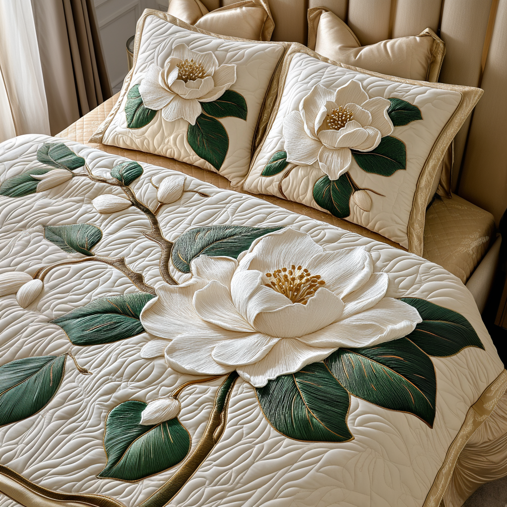 Magnolia Harmony Quilted Bedding Set Unique Bed Sheets Awesome Mother's Day Gifts 2026