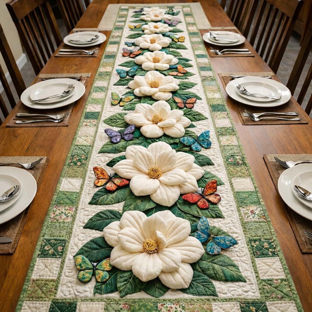 Magnolia Quilted Table Runner Dining Table Decor Ideas Presents For Mothers