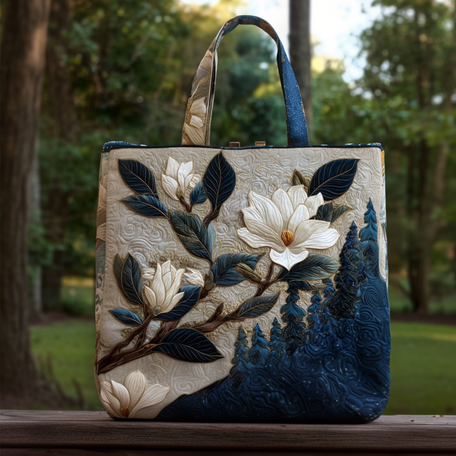 Magnolia Sky Quilted Tote Bag Best Handbag For Everyday Use Gifts For Mother In Laws Birthday