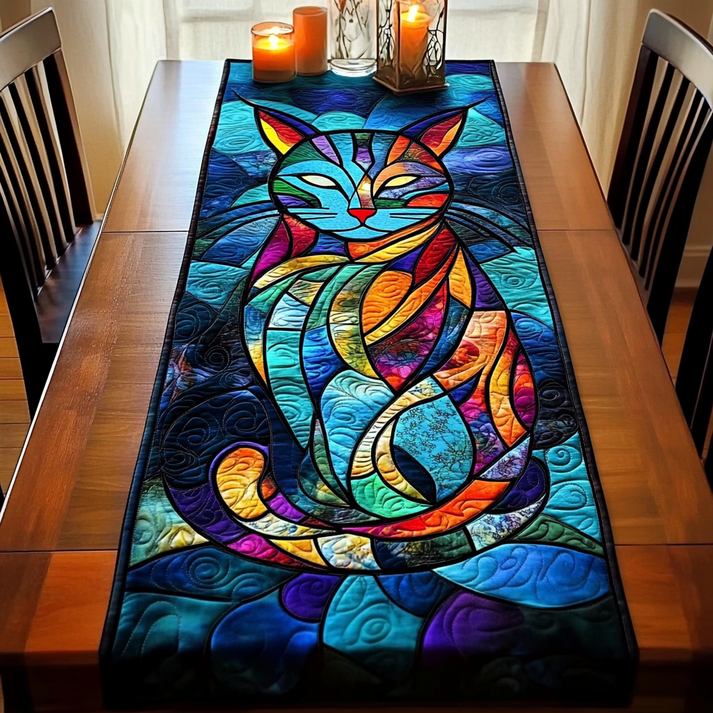 Majestic Cat Quilted Table Runner Dining Room Table Centerpieces Good Cat Gifts