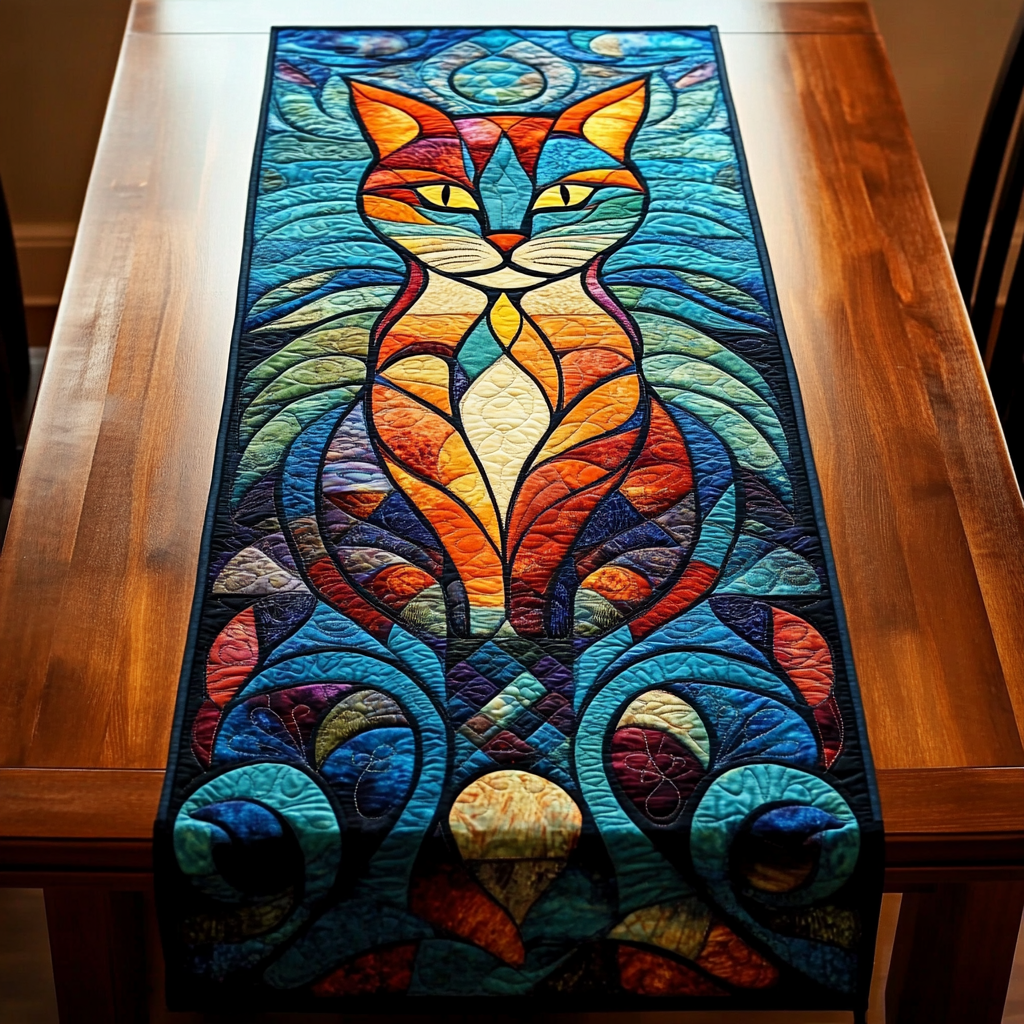 Majestic Cat Quilted Table Runner Dining Table Decor Ideas Best Presents For Cat Lovers