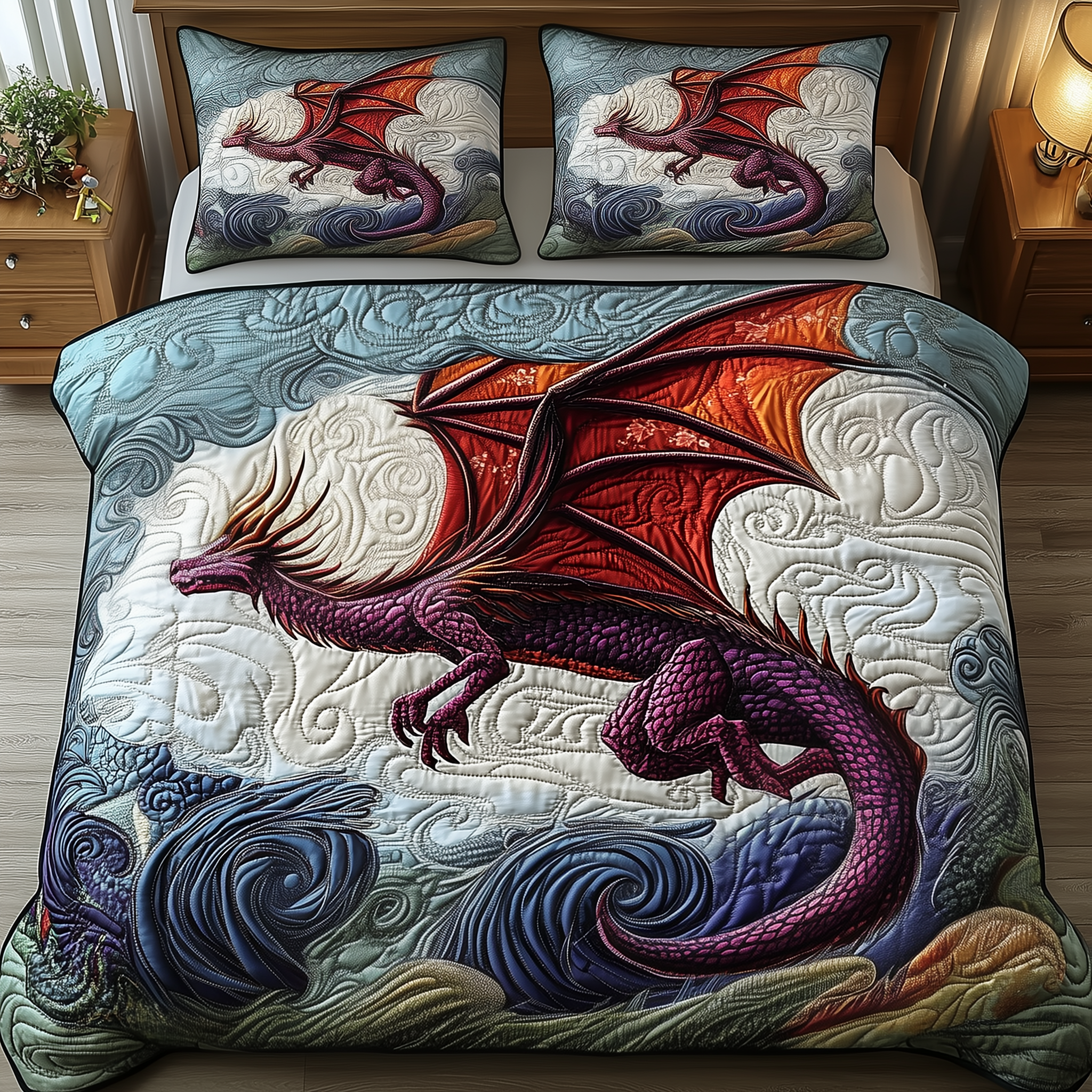 Majestic Dragon Quilted Bedding Set Boho Bedroom Ideas Dragon Gifts For Dad
