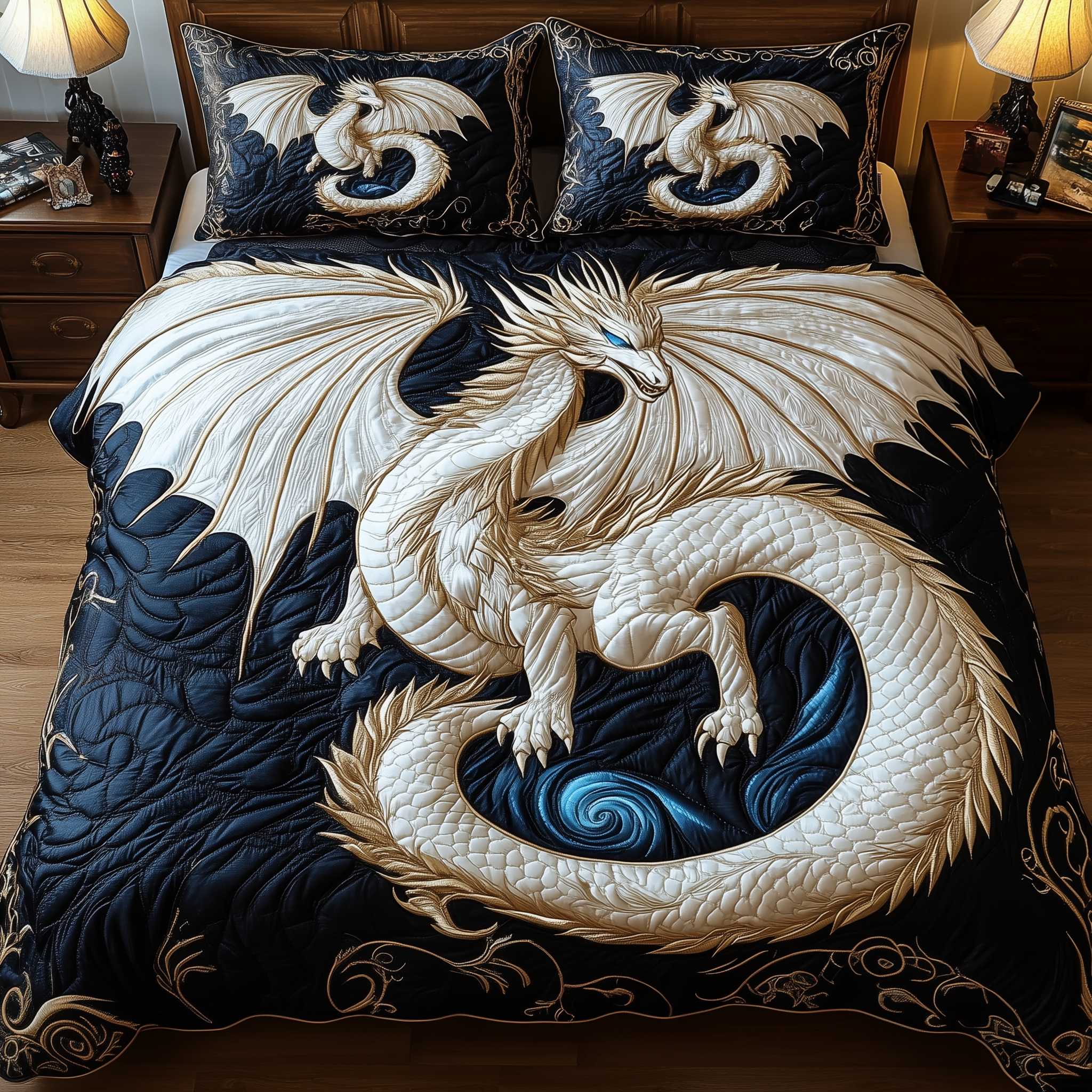 Majestic Dragon Quilted Bedding Set Quilt Comforter Sets Unique Dragon Gifts