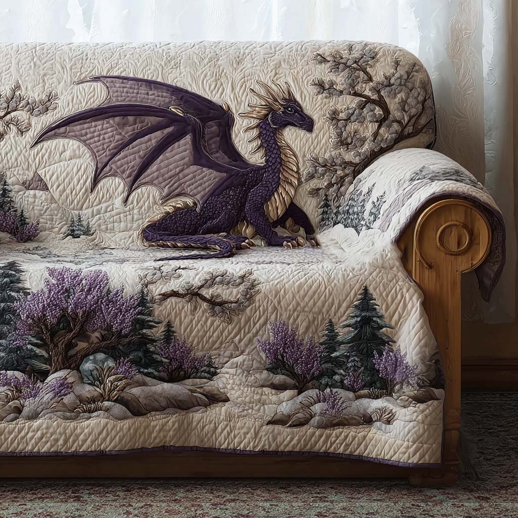 Majestic Dragon Quilted Sofa Cover Home Decorattions Gift For Dragon Lover