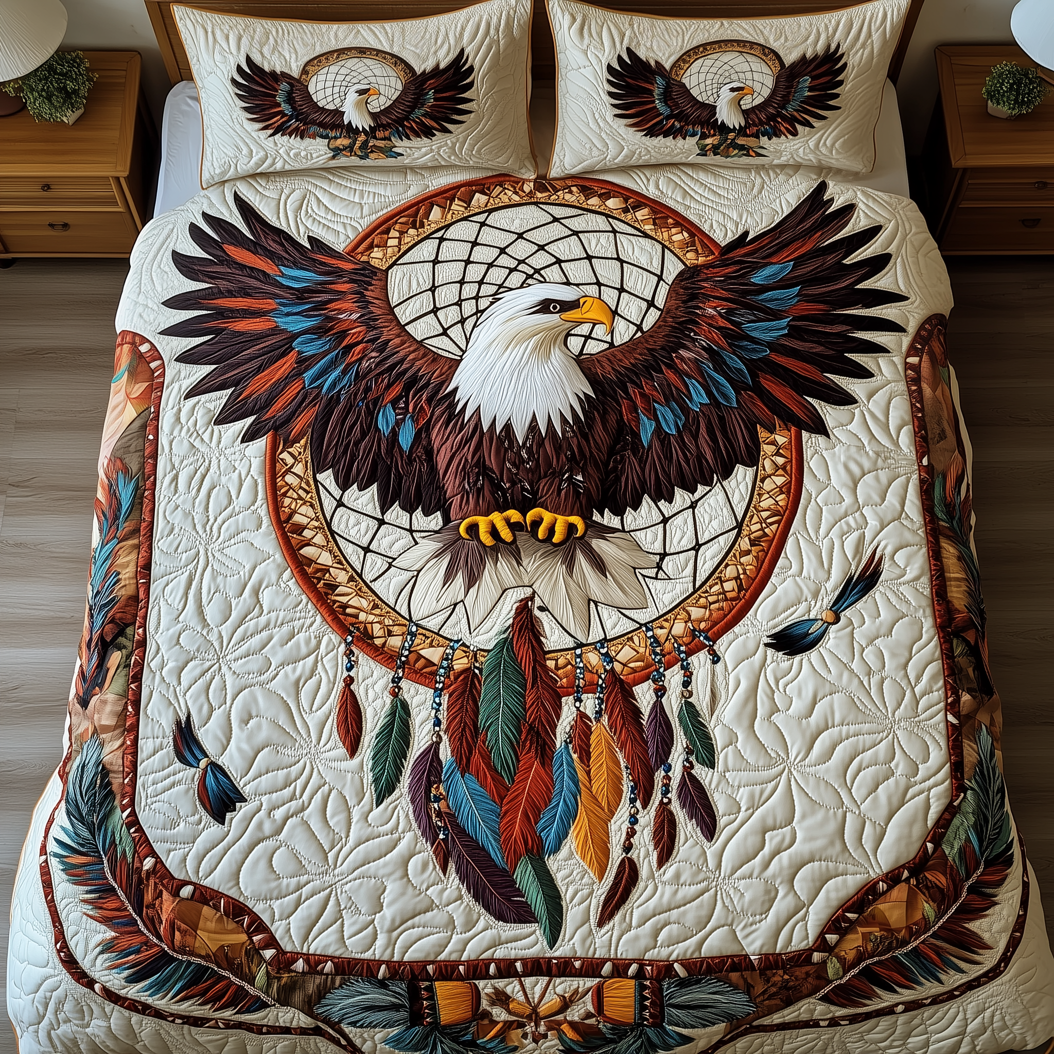 Majestic Eagle Quilted Bedding Set Best King Bedding Sets Native Gifts For Men