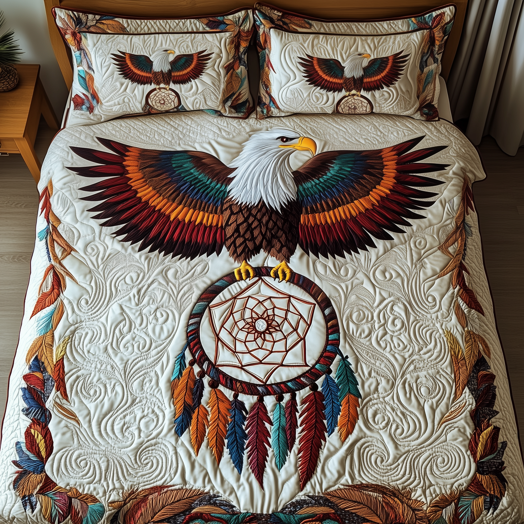 Majestic Eagle Quilted Bedding Set Unique Bed Sheet Set Native Gifts For Women