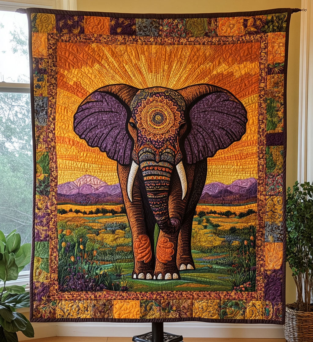 Majestic Elephant Journey Quilted Blanket Unique Bed Sheet Set Melanin African American Gifts