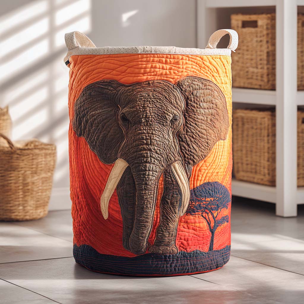 Majestic Elephant Quilted Laundry Basket Basket For Laundry Retirement Gift Ideas For Men