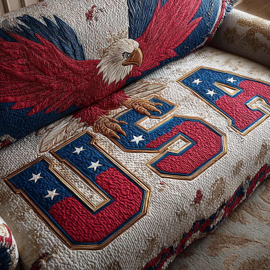 Majestic Flight Quilted Sofa Cover Sofa Cover Slipcover Independence Day Gift
