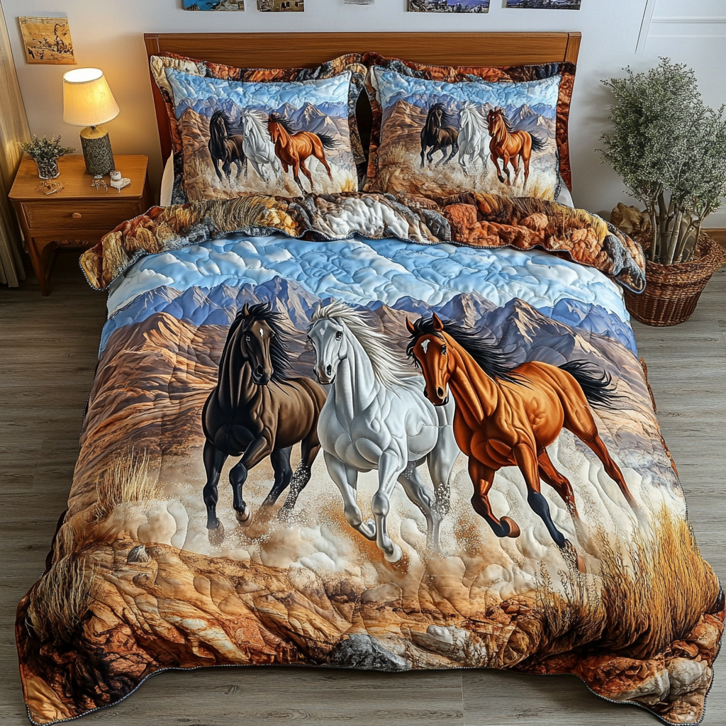 Majestic Gallop Quilted Bedding Set Best King Bedding Sets Gifts For Horsey Ladies